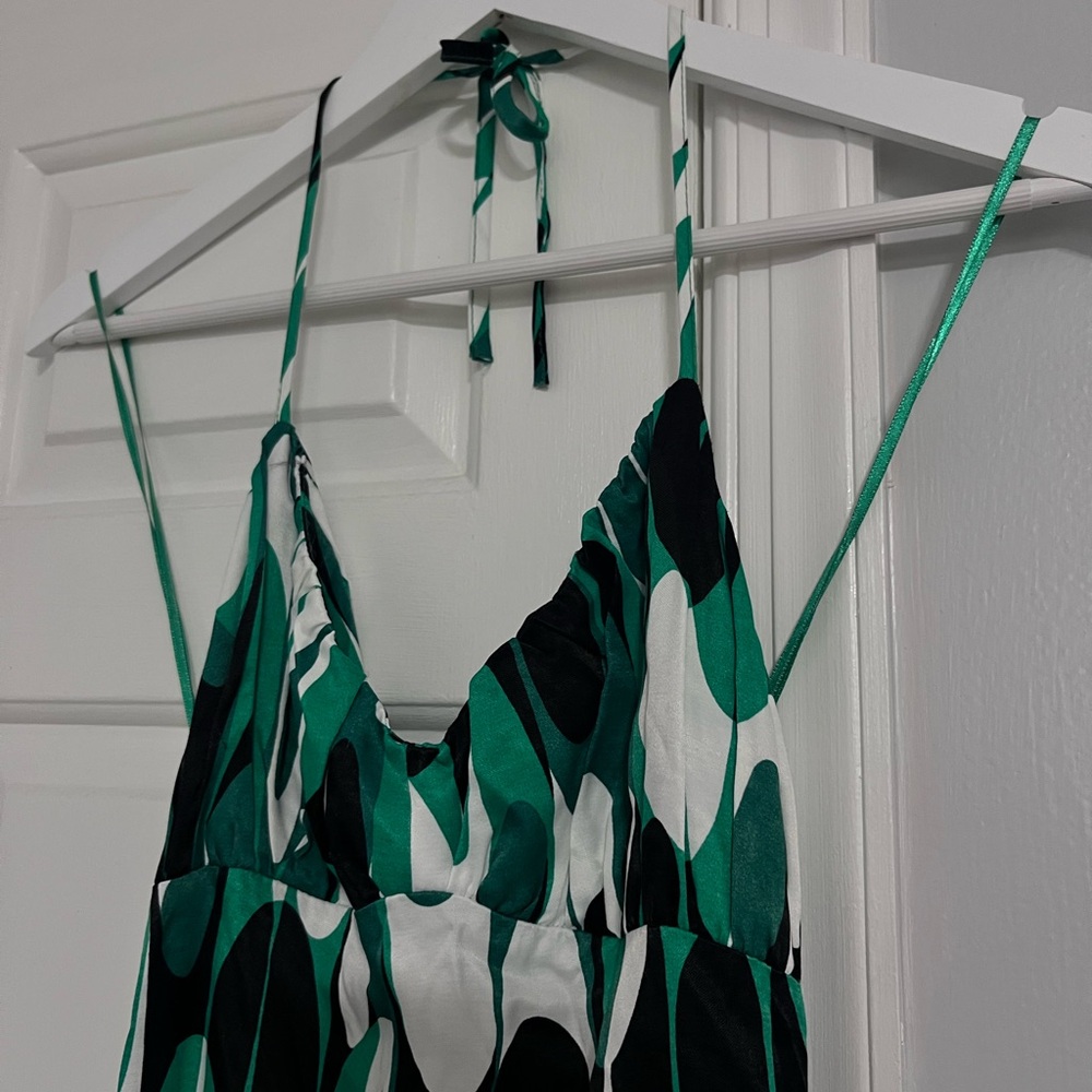 Zara Green and Black Patterned Maxi Dress
